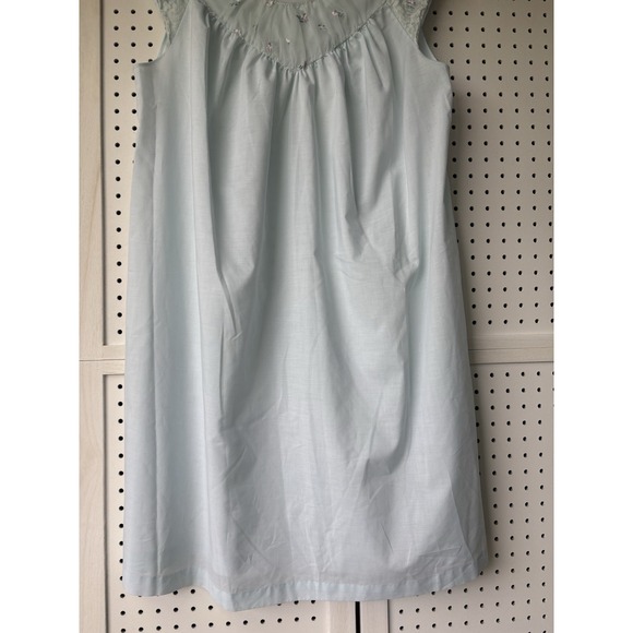 Vintage Sears Perma Prest Night Gown Dress Lace Trim Light Green Size 36-38 - Picture 5 of 8